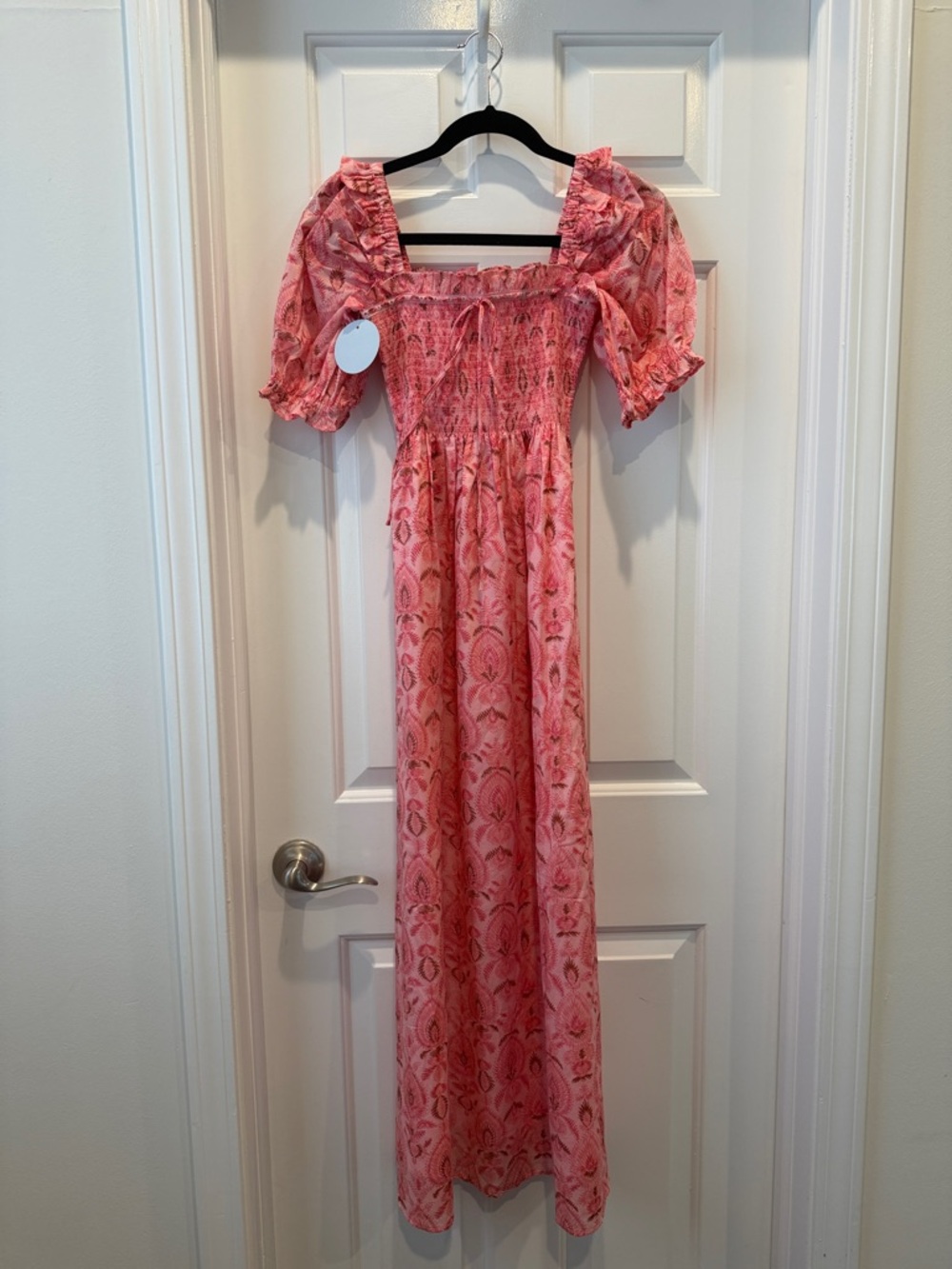 Hill House Scarlett Nap Dress pink palm ikat xxs matching girl sold separately - Picture 6 of 9